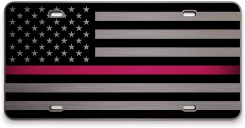 Miniatura 9 de JASS GRAPHIX Placa de matrícula personalizada con la bandera estadounidense de línea amarilla, homenaje personalizado a despachadores y operadores