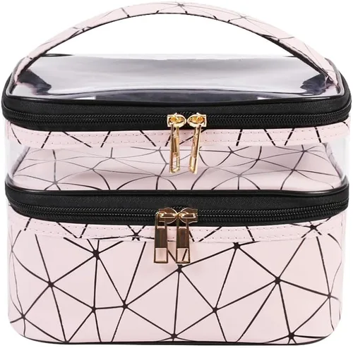 Miniatura 9 de FITINI Bolsas de Maquillaje de Doble Capa para Almacenamiento de Viaje Estuches Cosméticos Organizador de Maquillaje Bolsas de Aseo Resistentes al