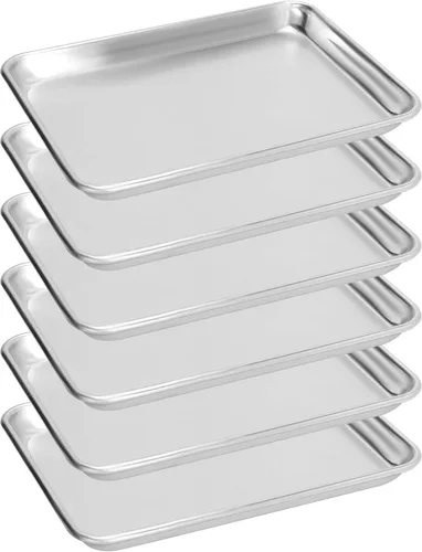 Miniatura 14 de Paquete de 12 bandejas para hornear de tamaño medio, bandeja de aluminio comercial para galletas, duradera y antiadherente, 18 x 13 pulgadas