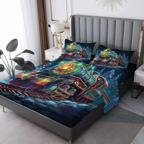 Sábanas de Navidad Split King para cama ajustable - Ropa de cama con estampado navideño - Juego de 5 piezas - Bolsillo profundo de microfibra suave