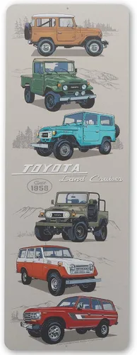 Miniatura 8 de Letrero redondo de metal para Toyota Land Cruiser Off-Road – Letrero retro de Toyota para garaje, tienda o cueva de hombre