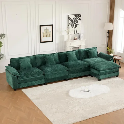 Miniatura 40 de Sofá modular negro de 111.5 pulgadas, sofás seccionales grandes de 3 plazas para sala de estar, sofá nube de tela de felpilla de gran