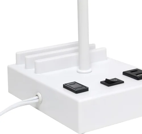 Miniatura 5 de Simple Designs LT1110-WOW - Lámpara de escritorio rectangular moderna de 15.3 pulgadas de alto con 2 puertos USB y salida de carga con pantalla
