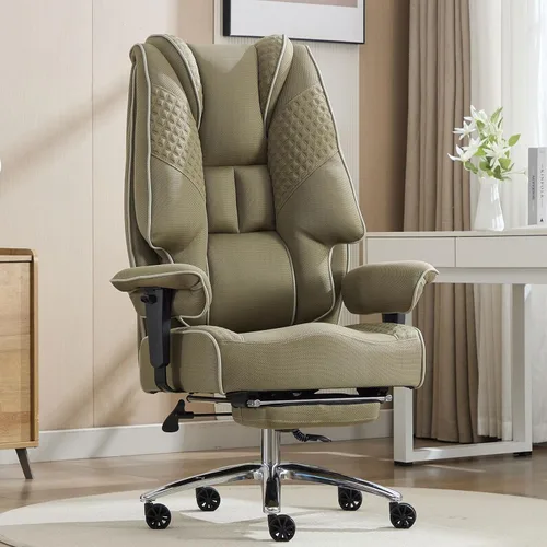Miniatura 23 de EXCEBET Silla de oficina grande y alta con reposapiés, silla de oficina ejecutiva de piel sintética con respaldo alto, 400 libras, sillas Blanco