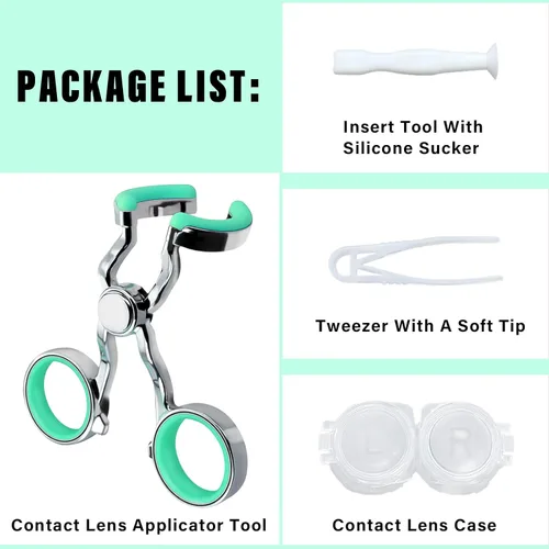 Miniatura 6 de Herramienta aplicadora de lentes de contacto - Más fácil de aplicar/quitar ayuda para lentes de contacto para viajes (material de aleación) (verde)