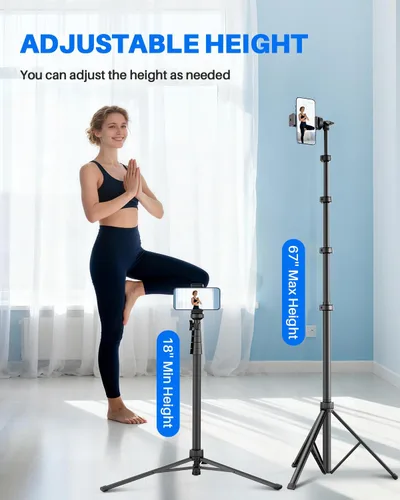 Miniatura 2 de Trípode de teléfono de 67", trípode extensible MIIASI para iPhone, selfie stick con control remoto y soporte para teléfono, compatible
