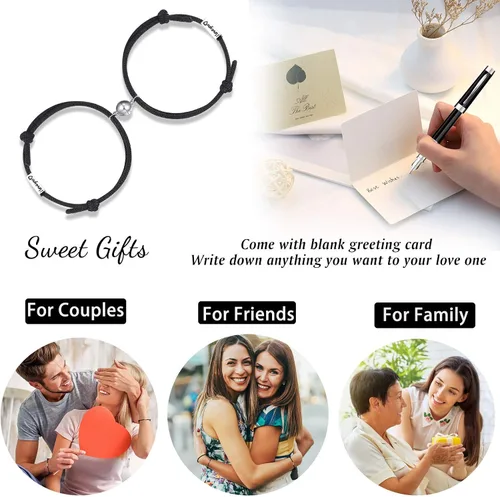 Miniatura 6 de Sincere Pulsera magnética para parejas con texto en inglés "I Love You", ideal para cumpleaños, para mujeres, hombres, novios, novios, novios