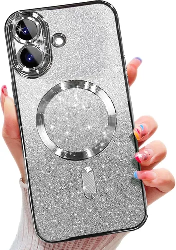 Miniatura 56 de Misscase Funda magnética compatible con iPhone 14 con purpurina y protector de lente de cámara, protección completa, compatible con MagSafe