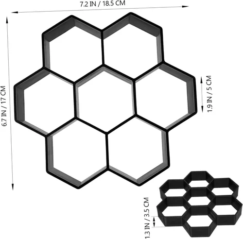 Miniatura 3 de Cabilock Molde de piedra para pavimentar, molde de plástico con forma geométrica hexagonal para suelo de cemento, molde reutilizable para escalones