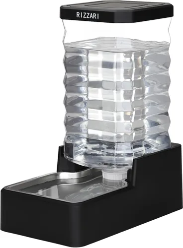 Miniatura 9 de RIZZARI Comedero automático de agua para mascotas de acero inoxidable: Dispensador automático a prueba de fugas por gravedad de 8.5L en color negro