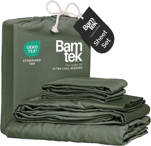 Miniatura 15 de Juego de sábanas de bambú de viscosa tamaño Queen, 4 piezas, ropa de cama refrescante para personas que duermen con calor con tecnología que absorbe