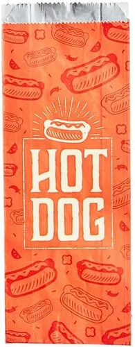 Bolsa impresa para perros calientes resistente a la grasa, disfruta de comida caliente sobre la marcha, lámina de 3 1/2 x 1 1/2 x 9 pulgadas, 100
