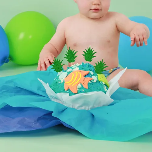 Miniatura 4 de 36 piezas de adornos para cupcakes de piña verde con purpurina verde para Luau despedida de soltera, fiesta de verano tropical, decoración