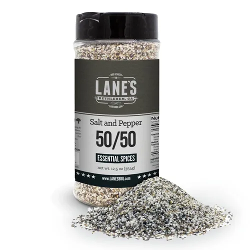 Lane's Sal y Pimienta Gruesa 50/50, 12.5 onzas - Mezcla Clásica de Sal Kosher y Pimienta Negra Gruesa 16 Mesh para Cocinar y Asar a la Parrilla -