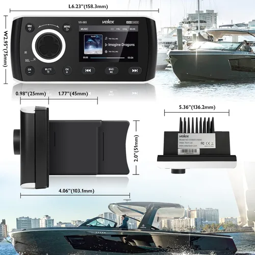 Miniatura 3 de Radio estéreo marina de FM del receptor de audio/vídeo de Bluetooth, MECH menos para el yate, deporte del poder