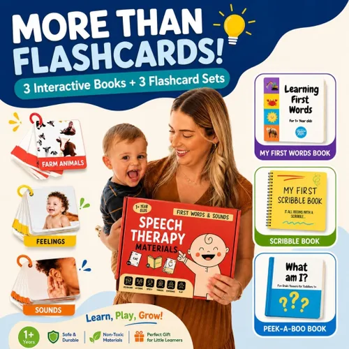 Miniatura 2 de Materiales de terapia del habla y juguetes de aprendizaje para niños de 1 a 2 años, actividades de aprendizaje preescolar con tarjetas flash fónicas
