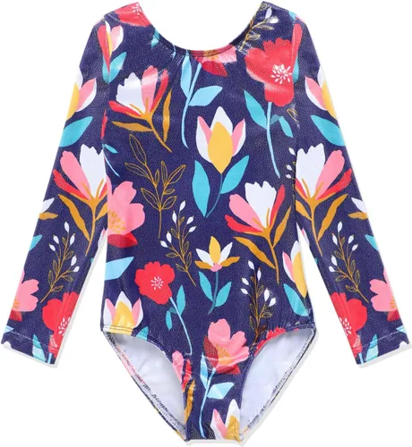 Miniatura 83 de HOZIY - Leotardos de manga larga para niñas, de gimnasia, para niños pequeños, trajes florales de unicornio, galaxia, arco iris, patrón de rayas