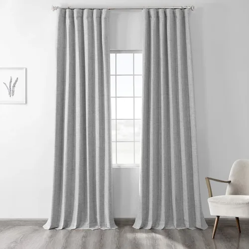 HPD Half Price Drapes FLCW-CBO1911-84-GR - Cortinas opacas con ojales para dormitorio, lino térmico cruzado, 50 x 84 pulgadas (1 panel), color gris