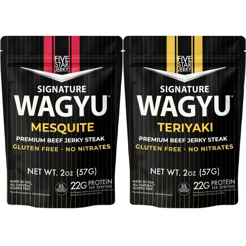 Miniatura 12 de Five Star Wagyu Beef Jerky - Ajo y Hierba + Pimienta Variedad Paquete de 2 (4 onzas)