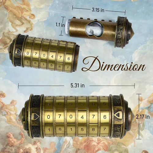 Miniatura 6 de Criptex Código Da Vinci Numérico, Caja de Rompecabezas de Dinero para Regalo en Efectivo con Compartimentos Secretos Ocultos Cumpleaños Navidad