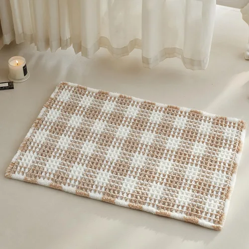 Miniatura 90 de TYUU Tapete de baño estilo gofre, tapete de baño bohemio, antideslizante, lavable, súper absorbente, de secado rápido, bonito tapete de baño