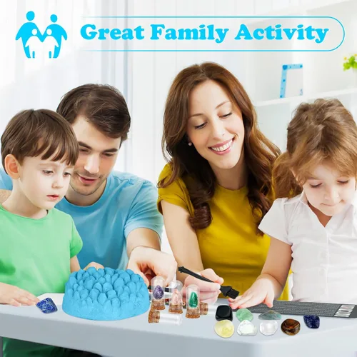 Miniatura 3 de Kit de excavación de piedras preciosas (forma única), gran kit de ciencia STEM para niños, excava tus propias 16 piedras preciosas reales, juguetes