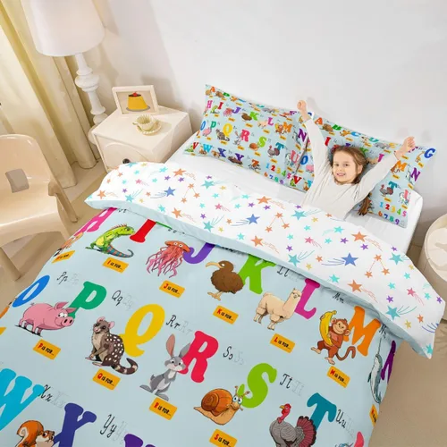 Miniatura 5 de Capybaras - Juego de funda de edredón tamaño individual, juego de ropa de cama para niños y niñas, diseño de zoológico de dibujos animados, juego