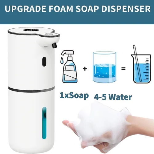 Miniatura 7 de Dispensador automático de jabón sin contacto, dispensador de jabón espumoso, 6 niveles ajustables, manos libres, dispensador recargable por USB