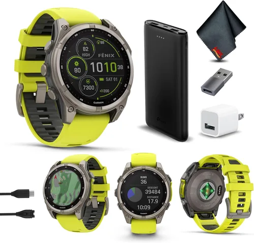 Miniatura 12 de Garmin Fenix 8 47MM AMOLED Zafiro Premium Multisport GPS Smartwatch de Titanio con Banda de Silicona Spark Orange/Grafito, Linterna LED Integrada