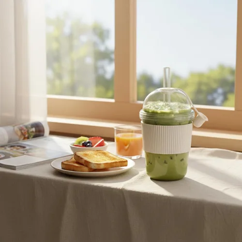 Miniatura 3 de Tazas de café reutilizables con tapas y pajitas de 14 onzas, vaso Boba con pajilla, vaso a prueba de fugas con funda de silicona para bebidas frías