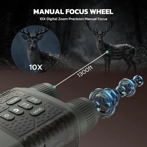 Miniatura 4 de Gafas de visión nocturna 4K, prismáticos de visión nocturna con pantalla de 3 pulgadas, zoom digital 10X, binoculares infrarrojos, batería