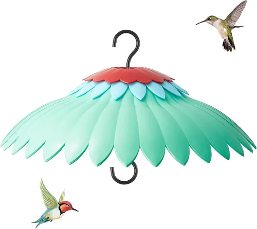 Miniatura 10 de Beserie Comedero para Pájaros Protector Meteorológico Cubierta de Cúpula Roja Protección contra Lluvia para Comederos de Colibríes con Foso