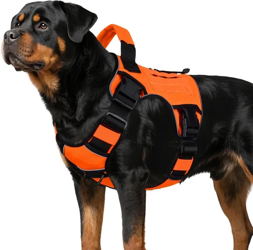 Miniatura 23 de WINGOIN - Arnés táctico púrpura para perros medianos, arnés resistente sin tirones con asa, chaleco militar K9 reflectante ajustable para mascotas