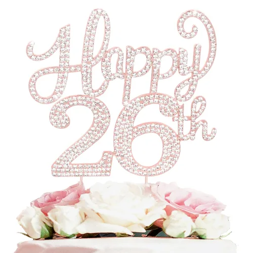 Miniatura 142 de LASKYER Decoración de feliz cumpleaños número 10, decoración de pastel de diamantes de imitación dorados de 10º cumpleaños – Letrero de metal