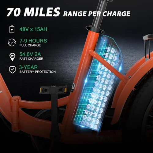 Miniatura 4 de MOONCOOL Foldable Electric Tricycle for Adults, 20" Aluminum Etrike Fat Tire, Rated 500W 48V 15Ah Rear Differential, Front Suspension, 15.5MPH