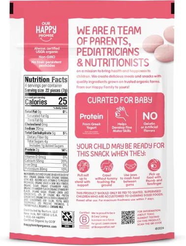 Miniatura 13 de Happy Baby Organics - Snacks para bebés, yoguis griegos, bocadillos de yogur liofilizado y frutas, aperitivo sin gluten para bebés de más de 9