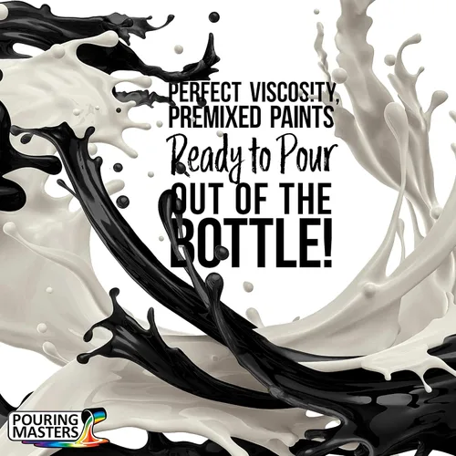 Miniatura 2 de POURING MASTERS Pintura Acrílica Negra Azabache Lista para Verter - Premium de 32 Onzas Premezclada a Base de Agua - para Lienzo, Madera, Papel