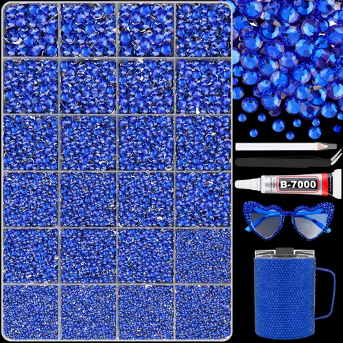Miniatura 30 de 12000 diamantes de imitación de resina para decorar con brillantes con 3 piezas de pegamento para joyería B7000, 2 cajas de diamantes de imitación