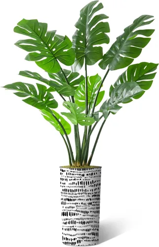 Miniatura 17 de Árbol artificial en maceta contemporánea, palmera tropical areca artificial de seda para decoración del hogar en interiores y exteriores, altura