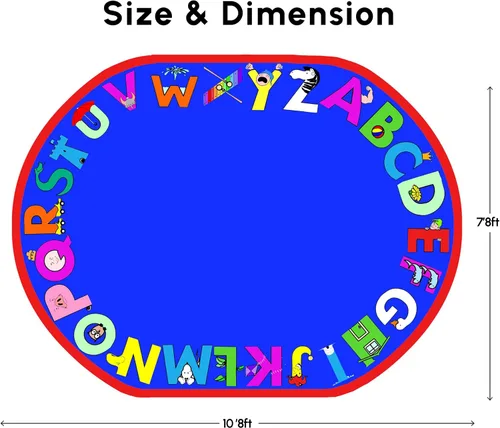 Miniatura 2 de SAFECASTLE Alfombra para niños de 5 pies 4 pulgadas x 7 pies 8 pulgadas, alfa con actitud, alfombra educativa de aprendizaje ABC para aulas, salas