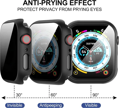 Miniatura 4 de Suoman Paquete de 3 fundas protectoras de pantalla de privacidad para Apple Watch de 1.575 pulgadas (1.575 pulgadas), antiespías, ultrafina