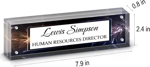 Miniatura 7 de Placa de Nombre para Escritorio, Placa de Nombre de Escritorio con Patrón de Doble Cara Personalizada, Decoración de Escritorio de Oficina para Negro