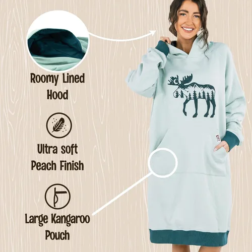 Miniatura 96 de Lazy One Sudadera con capucha de gran tamaño, ropa de dormir cómoda, vestido de suéter para mujer
