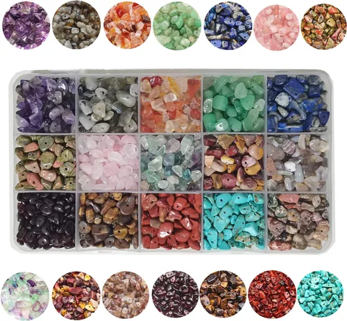 Miniatura 7 de GangGangHao - 1888 cuentas de piedra natural de aproximadamente 17.64 oz, piedras preciosas irregulares de cristal curativo, agujero de cuentas