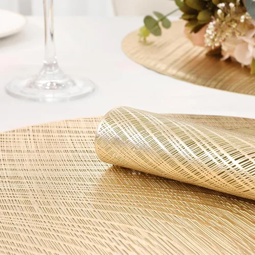 Miniatura 4 de U'Artlines Manteles individuales metálicos huecos de vinilo antideslizante con aislamiento térmico para mesa de cocina (21102 dorado, 6 unidades)