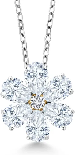 Miniatura 6 de Gem Stone King Collar de plata de ley 925 y oro amarillo de 10 quilates con piedra natal y diamantes cultivados en laboratorio, forma de pera