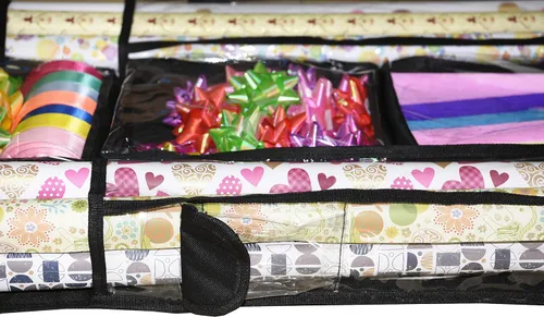Miniatura 5 de Freegrace Organizador de papel de regalo colgante de doble cara – Bolsa grande de almacenamiento de papel de regalo de 16 x 41 pulgadas – Bolsa