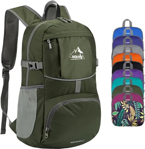 Miniatura 10 de WATERFLY Mochila de senderismo plegable: mochila de día de 25L ultra ligera para mujer y hombre - pequeña mochila plegable compacta para deportes al