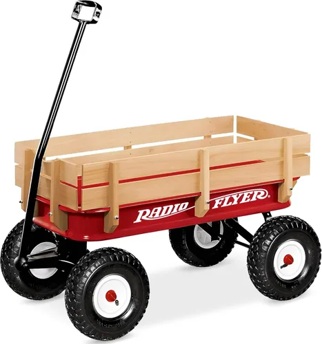 Radio Flyer Kids Wagon, Rolling Cart, Beach Cart, Carts with Wheels, Outside Toys for Toddlers 1-3, All-Terrain Steel & Wood Wagon for Kids, for