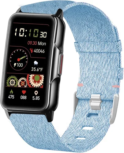 Miniatura 8 de Lamshaw Compatible con la correa de reloj inteligente Mindrose, correa de repuesto de tela tejida de nailon transpirable compatible con Mindrose H80